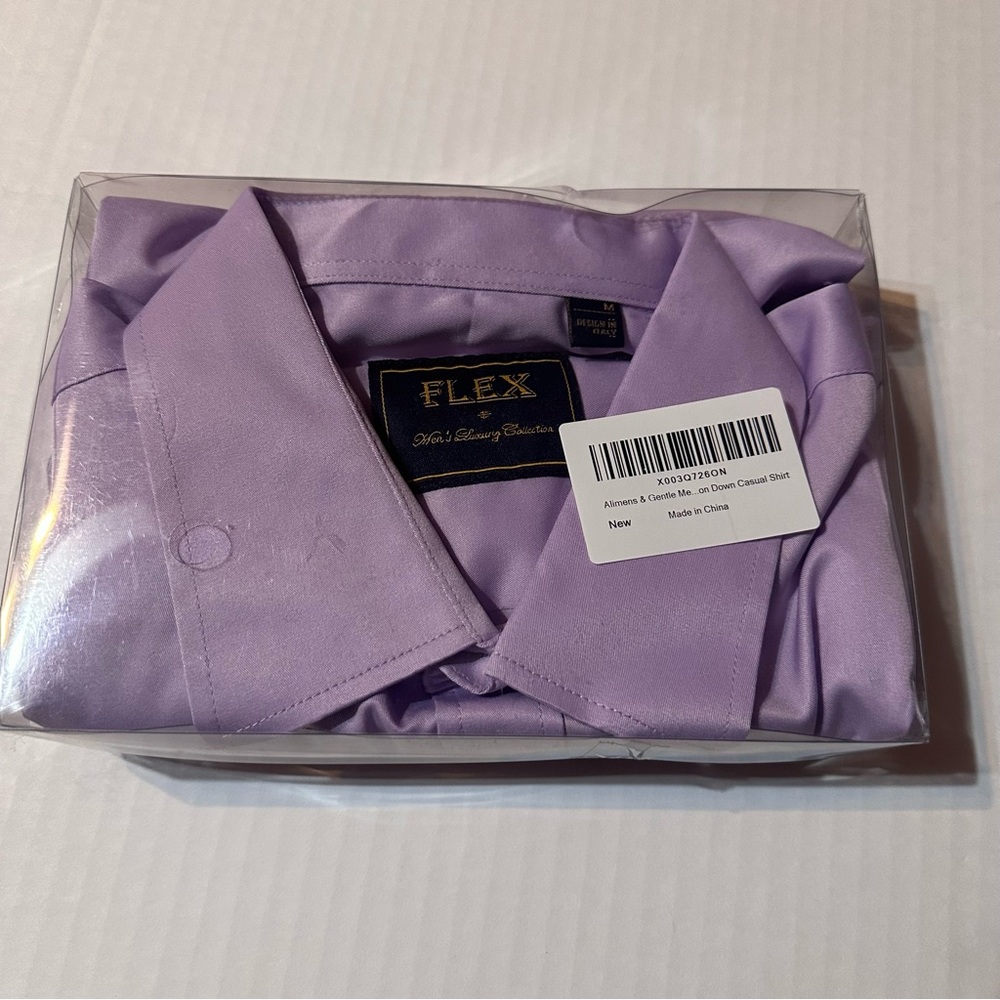 Flex Mens Luxury Collection Button Down Shirt Lilac Purple Sz M Long Sleeve NIP